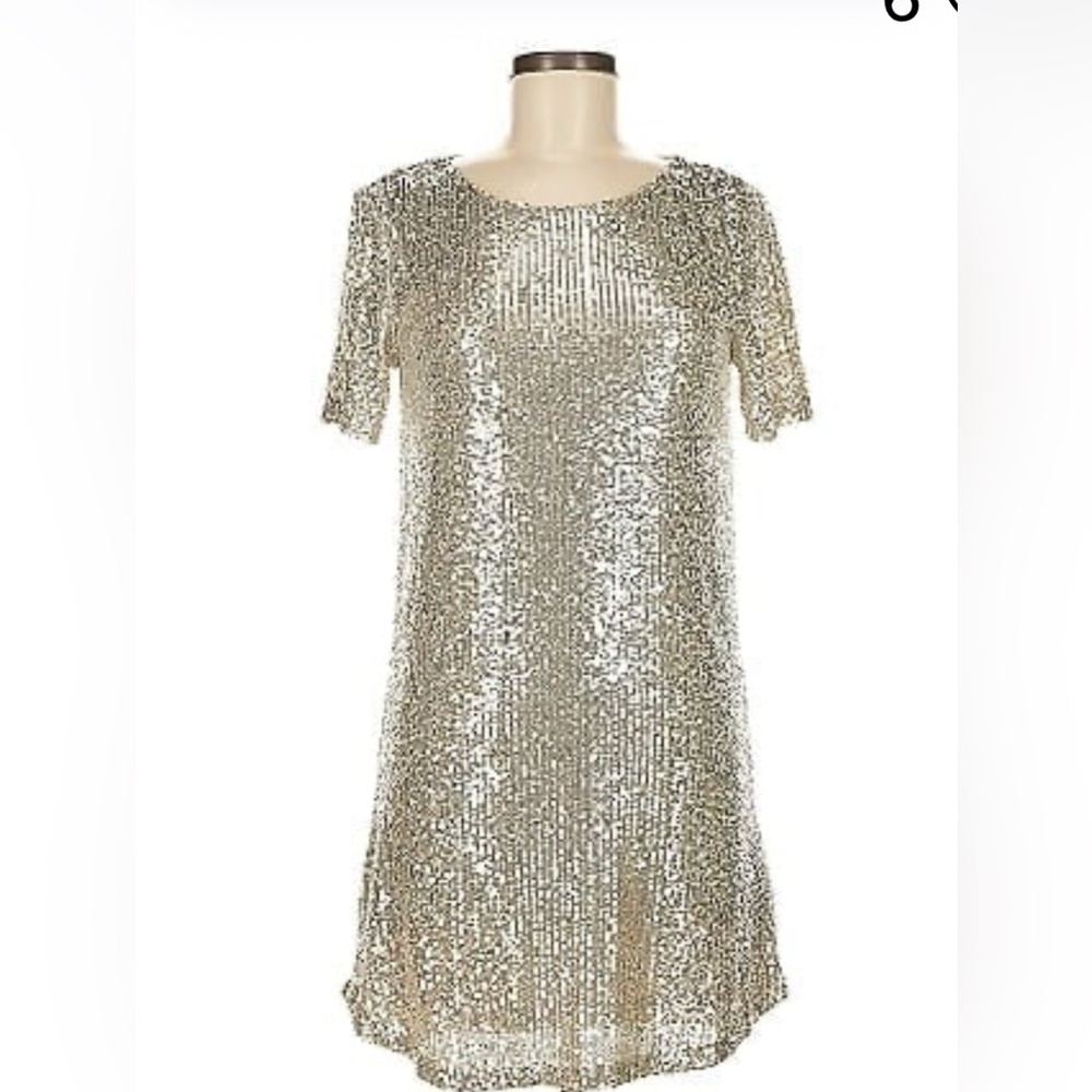 BB Dakota Silver Sequin Cocktail Dress